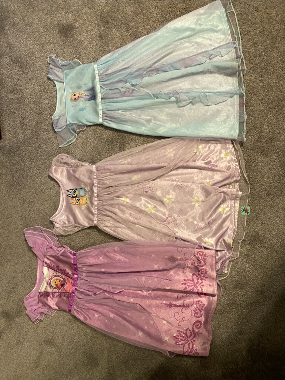 Disney Girls Frozen & Princess Nightgowns - Light Blue, Lavender, Pink